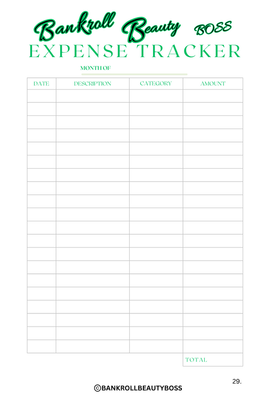 Bankroll Beauty Boss Printable Expense Tracker